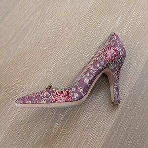 Prada Womens Calazature Donna Square Toe Embroidered Pumps Purple Size EUR 37.5